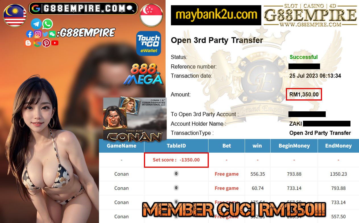 MEGA888 CONAN CUCI RM1350!!!