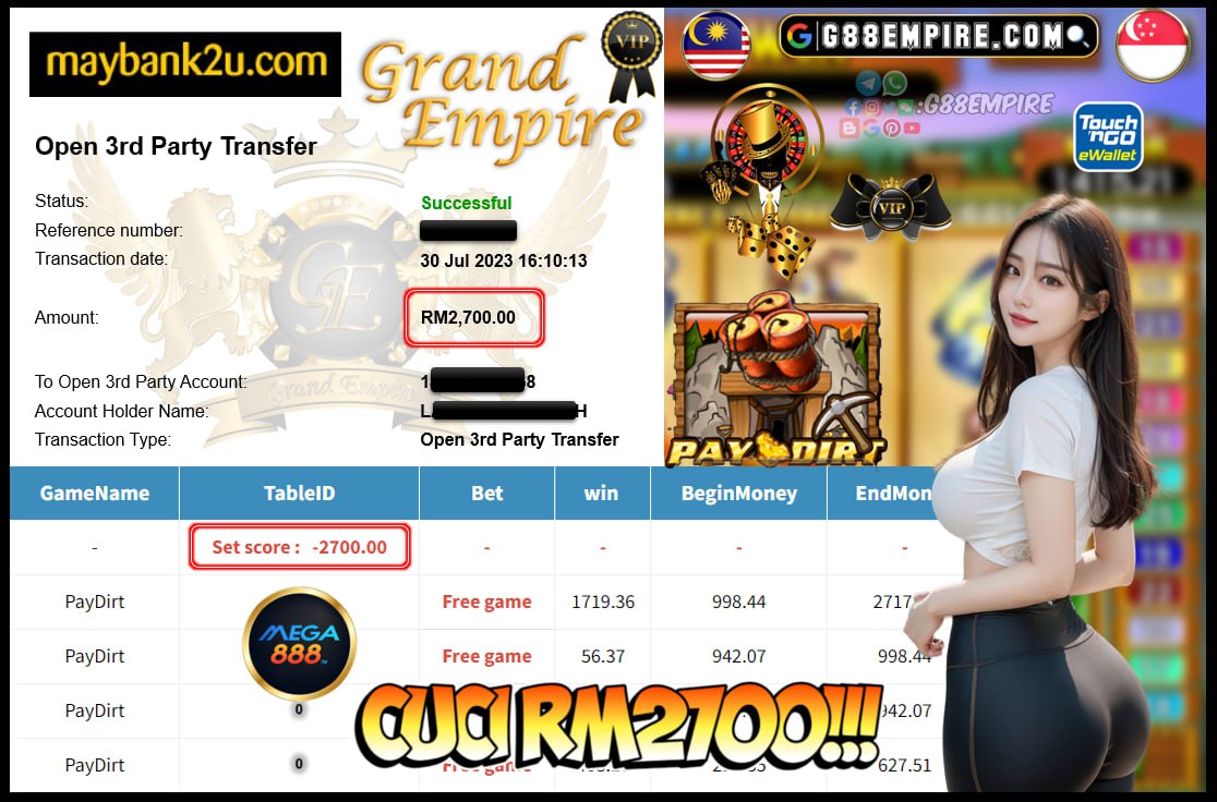 MEGA888 PAYDIRT CUCI RM2700!!!