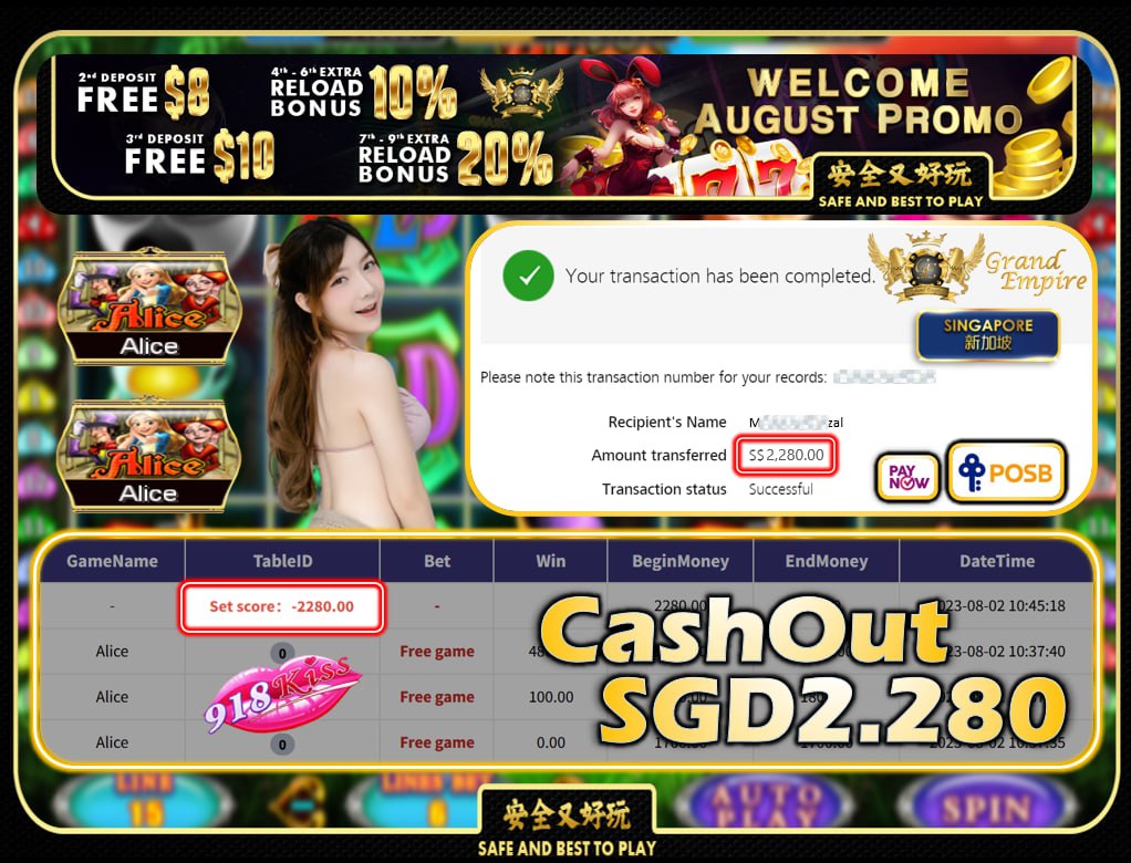 918KISS - ALICE CASHOUT SGD2280 !!!