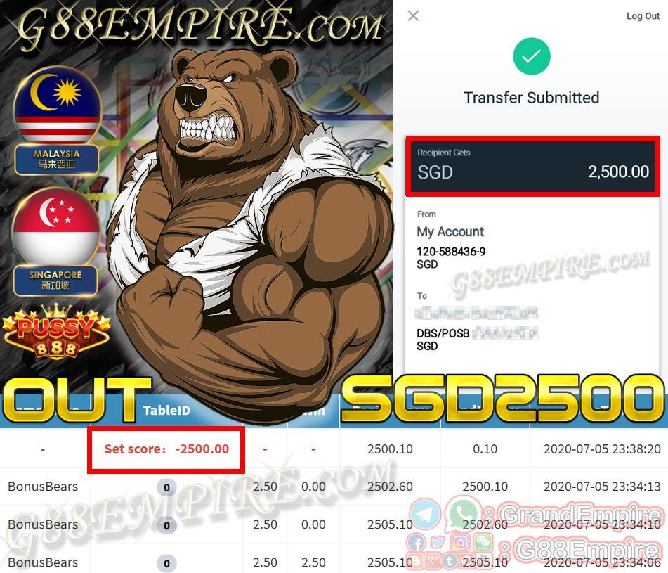 MEMBER MAIN BONUSBEARS OUT SGD2500!!!