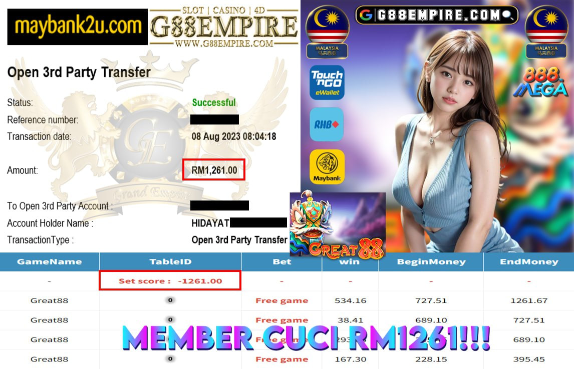 MEGA888 GREAT88 CUCI RM1261!!!