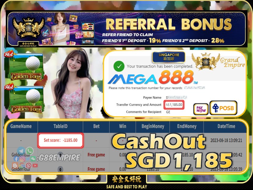 MEGA888 - GOLDENTOUR CASHOUT 1185!!!