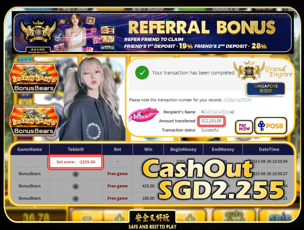 918KISS - BONUS BEARS CASHOUT 2255!!!