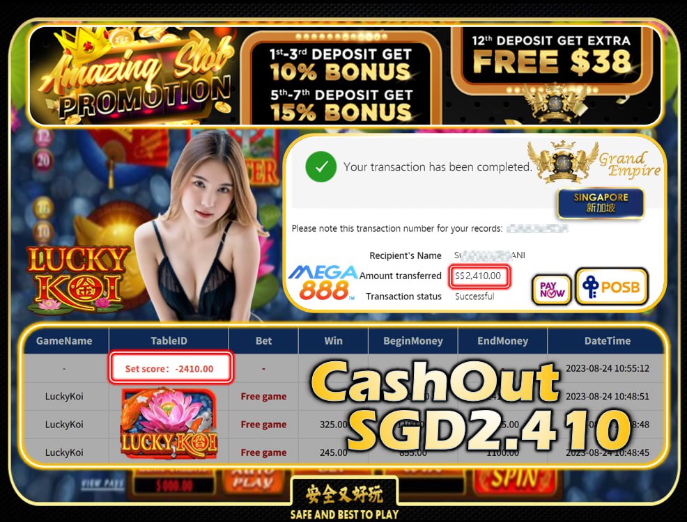 MEGA888 - LUCKY KOI CASHOUT 2410 !!!