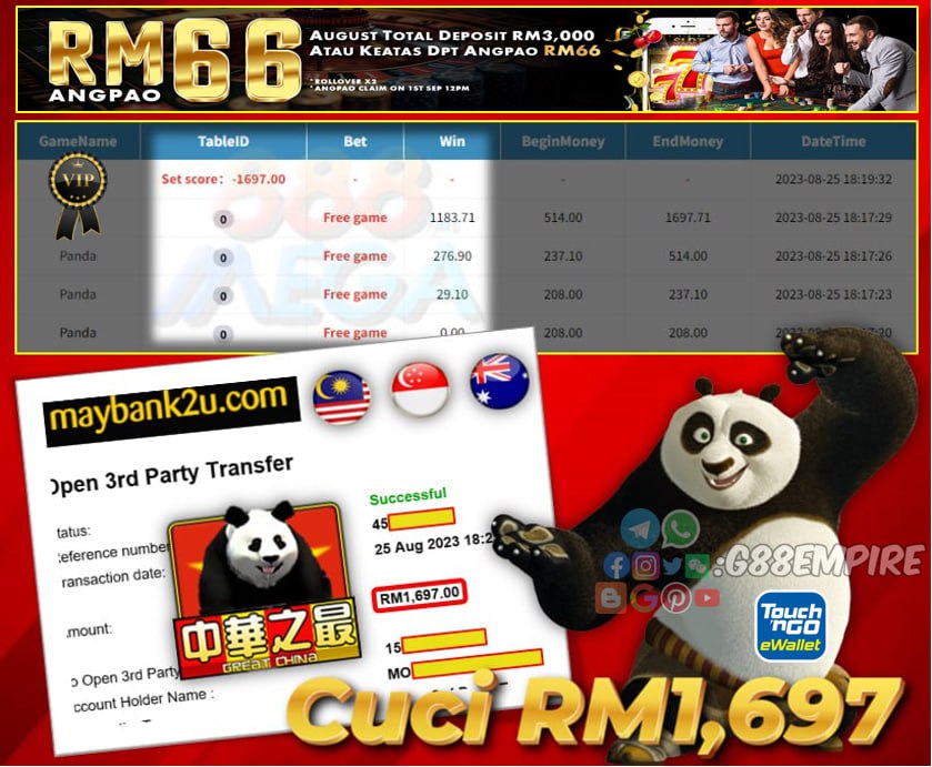 MEGA888 PANDA CUCI RM1,697!!!