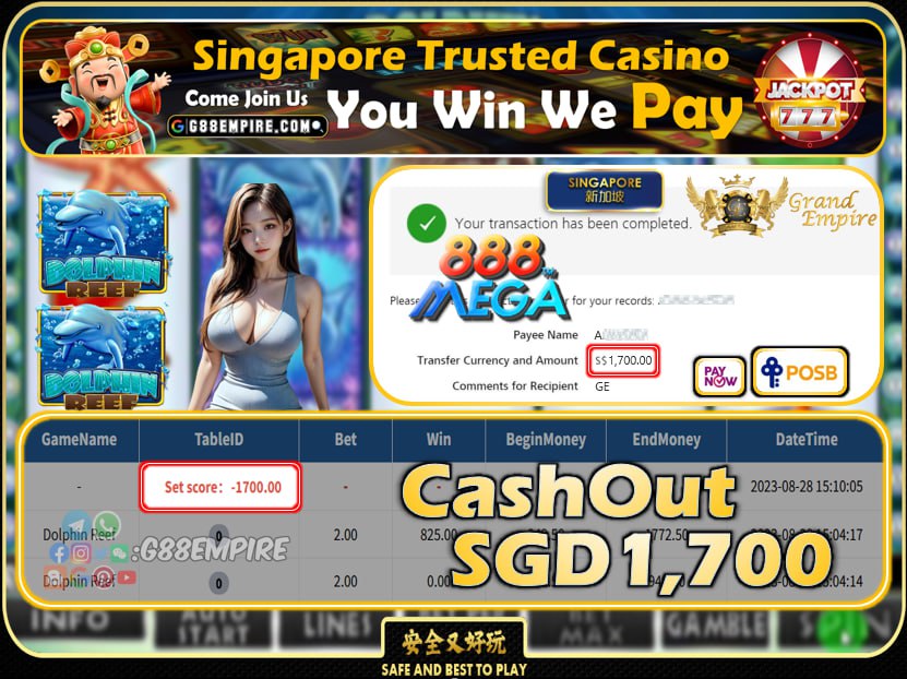 POST MEGA888 - DOLPHIN REEF CASHOUT 1700 !!