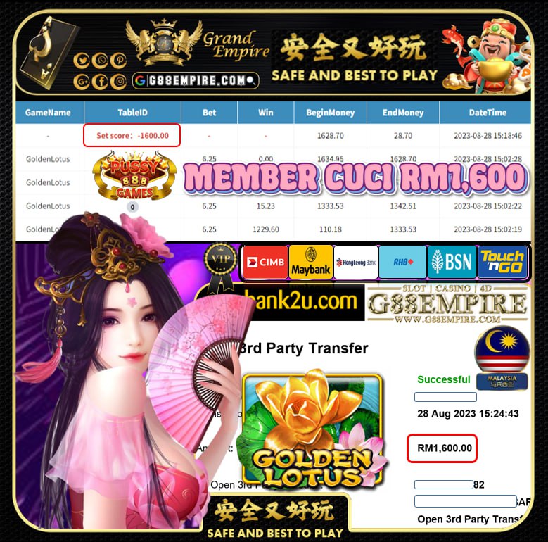 PUSSY888 GOLDEN LOTUS CUCI RM1,600!!!