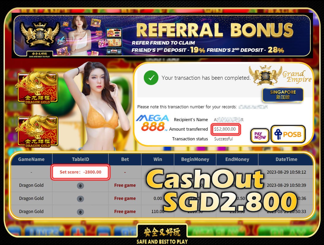 MEGA888 - DRAGON GOLD  CASHOUT 2800 !!!