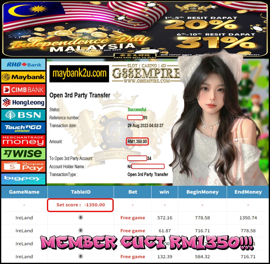 MEGA888 IRELAND CUCI RM1350!!!