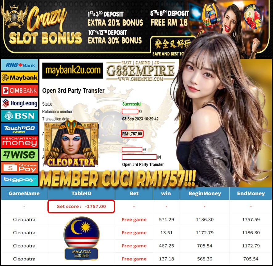 MEGA888 CLEOPATRA CUCI RM1757!!!