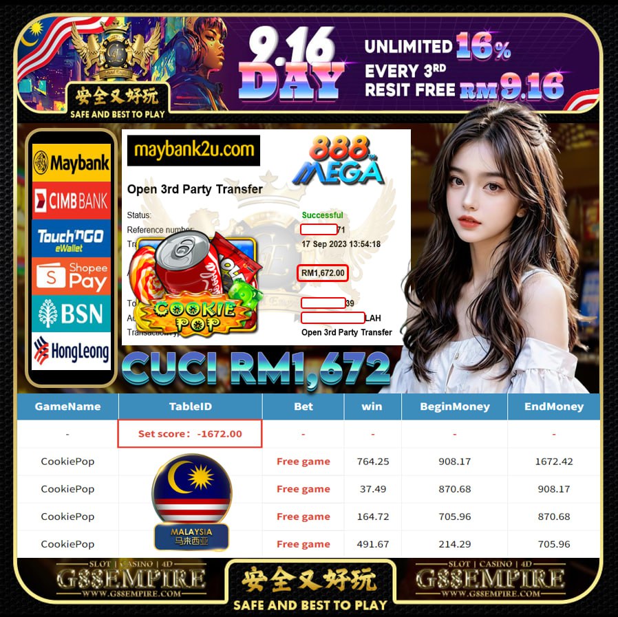 MEGA888 COOKIEPOP CUCI RM1,672!!!