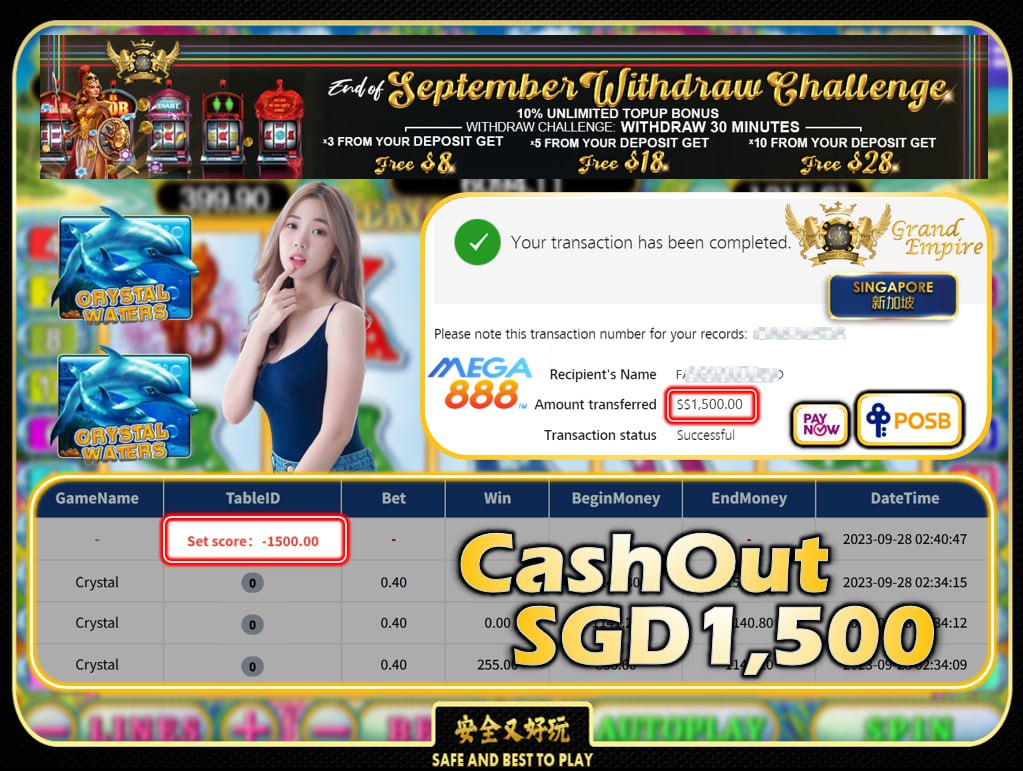 MEGA888 - CRYSTAL CASHOUT 1500 !!!