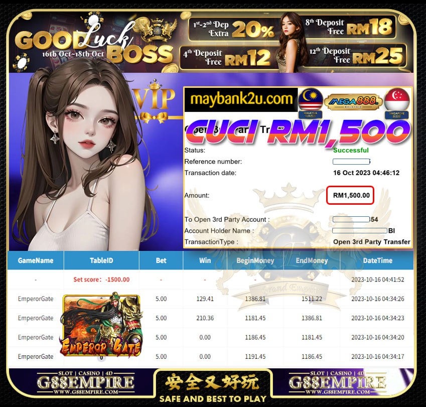 MEGA888 EMPERORGATE CUCI RM1,500