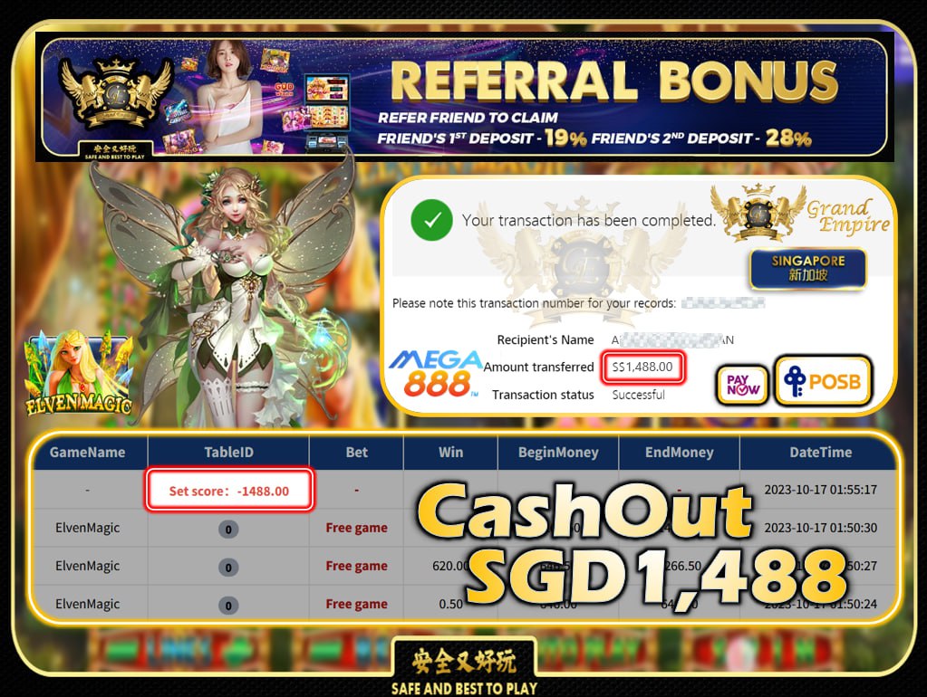 MEGA888 - ELVEN MAGIC CASHOUT 1488 !!