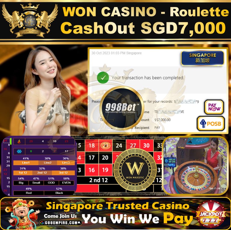 998BET - ROULETTE CASHOUT SGD7000 !!!