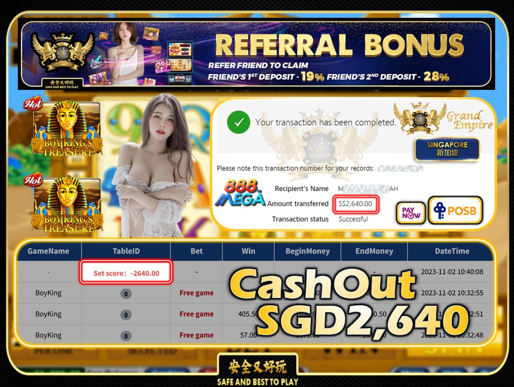 MEGA888 - BOYKING CASHOUT SGD2640!!!