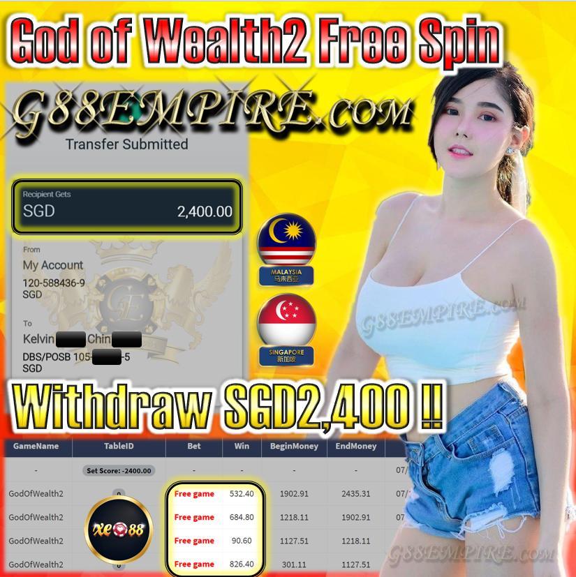 GOD OF WEALTH2 FREE GAME WITHDRAW SGD2,400!!!