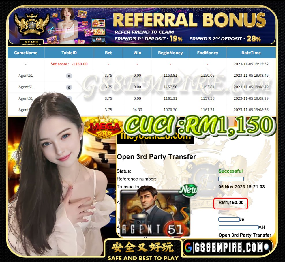 MEGA888 AGENT51 CUCI RM1,150!!!