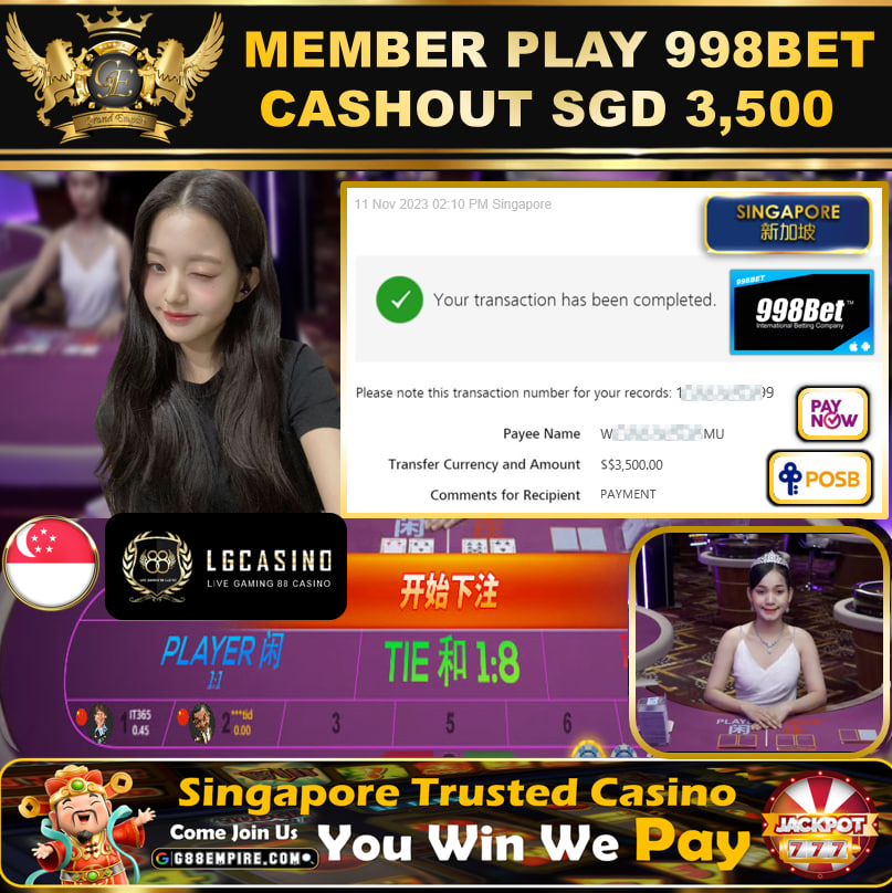 998BET - BACCARAT CASHOUT SGD3500 !!!