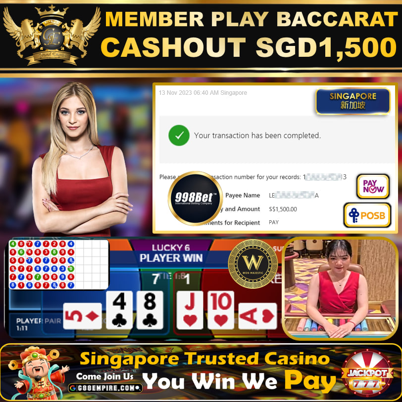 998BET - BACCARAT CASHOUT SGD1500 !!!