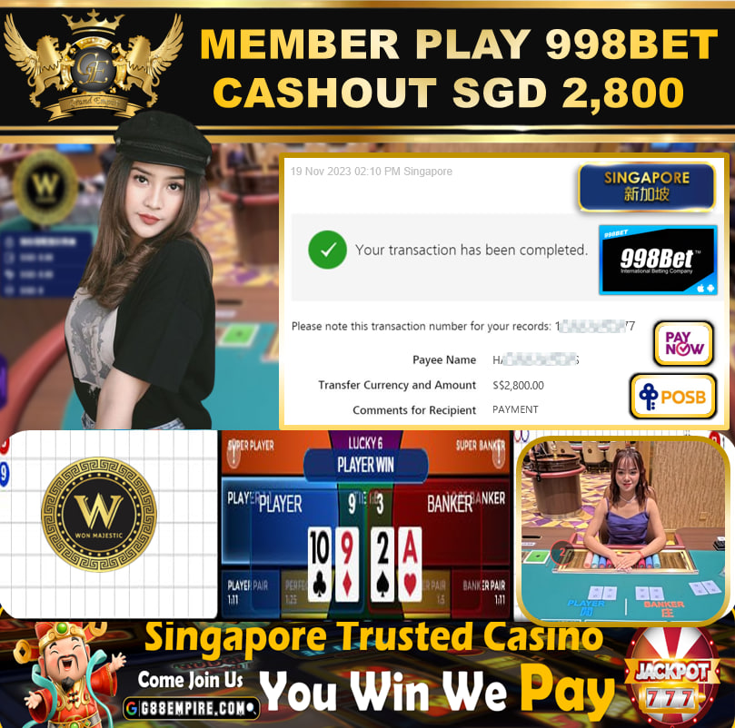 998BET -BACCARAT CASHOUT SGD2800 !!!