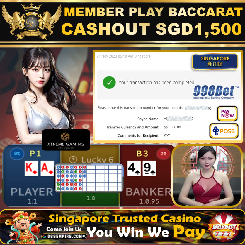 998BET - BACCARAT CASHOUT SGD1500 !!!