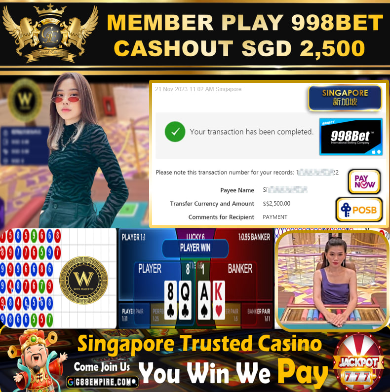 998BET - BACCARAT CASHOUT SGD2500 !!!