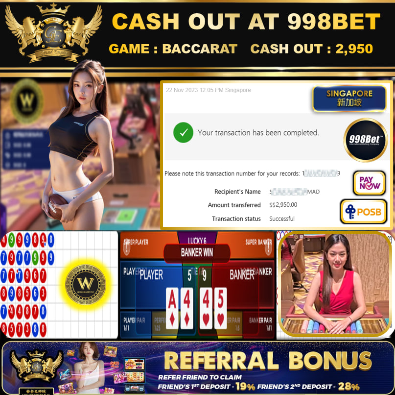 998BET - BACCARAT CASHOUT SGD2950 !!!