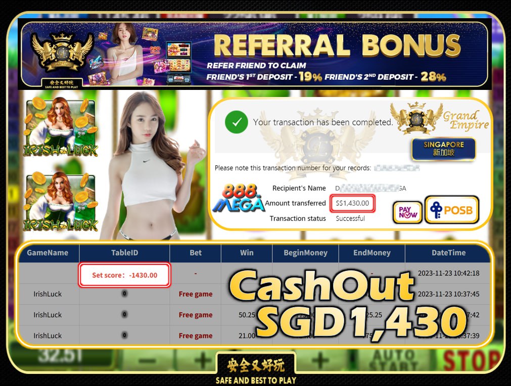 MEGA888 - IRISH LUCK CASHOUT 1430 !!!