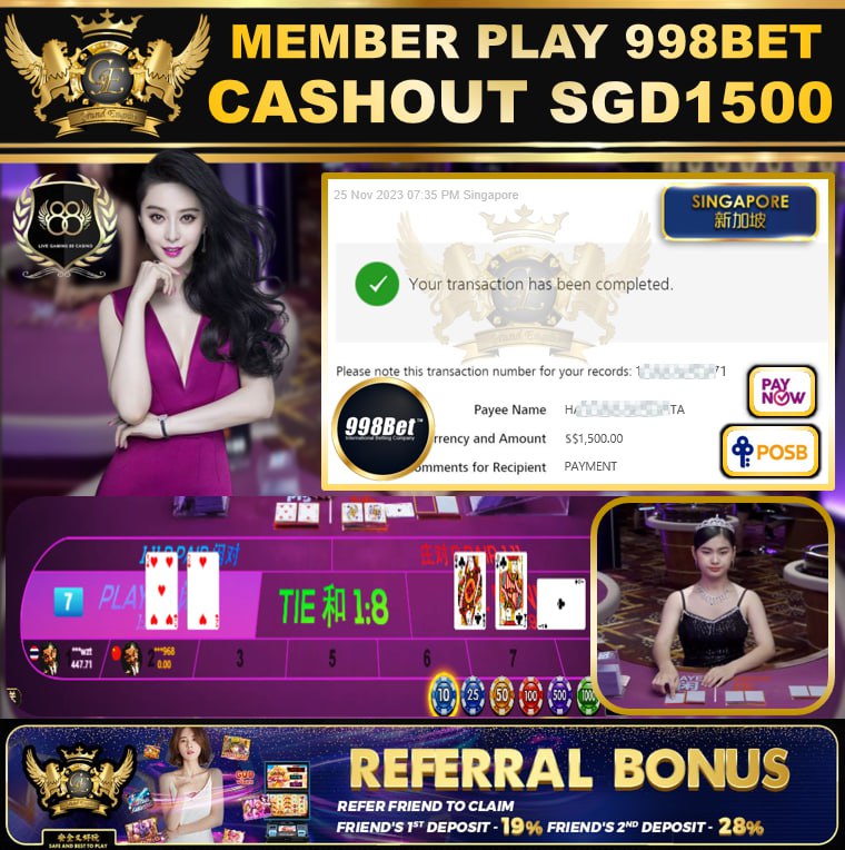 998BET - BACCARAT  CASHOUT 1500 !!!