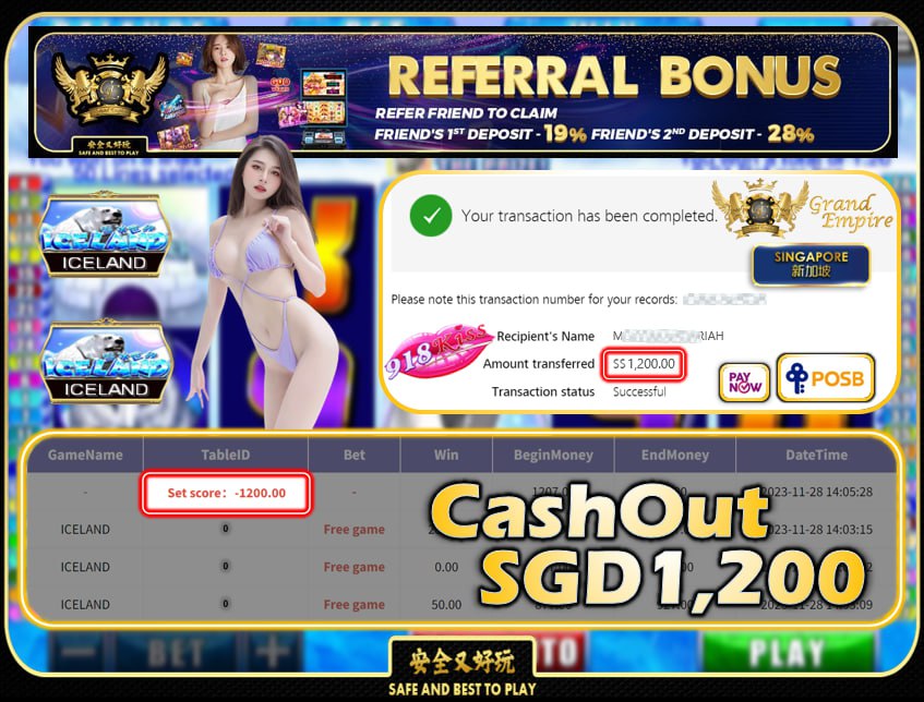 918KISS - ICELAND CASHOUT SGD1200 !!!