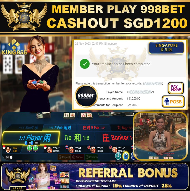 998BET - BACCARAT CASHOUT SGD1200 !!!