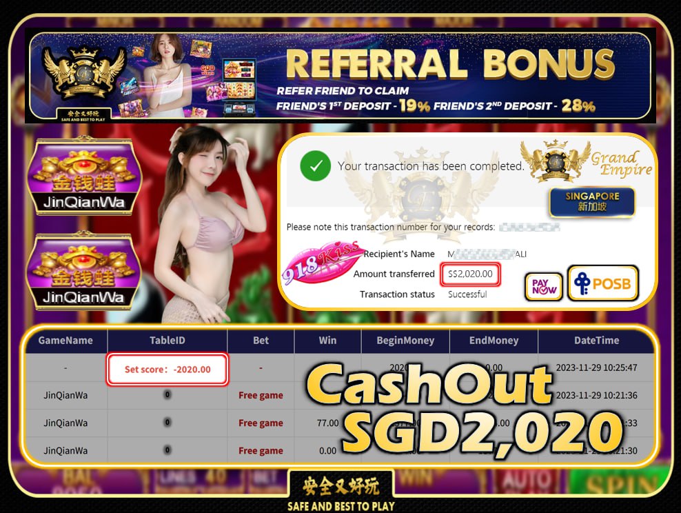 918KISS - JIN QIAN WA - CASHOUT 2020 !!