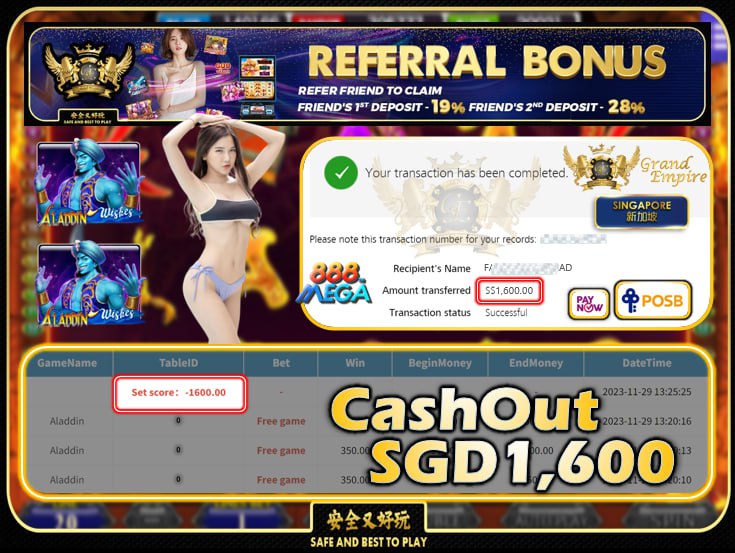 MEGA888 - ALADDIN - CASHOUT 1600 !!