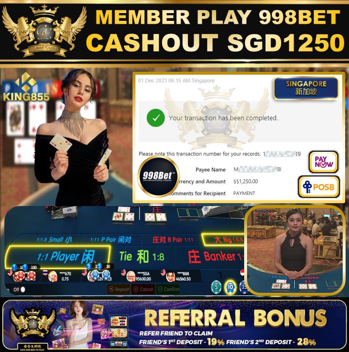 998BET - BACCARAT - CASHOUT 1250 !!