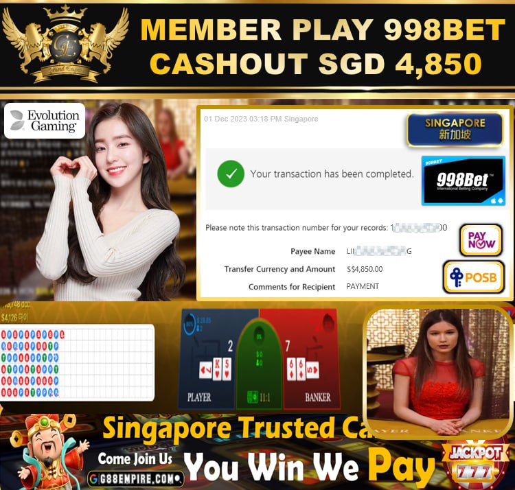 998BET - BACCARAT - CASHOUT 4850 !!