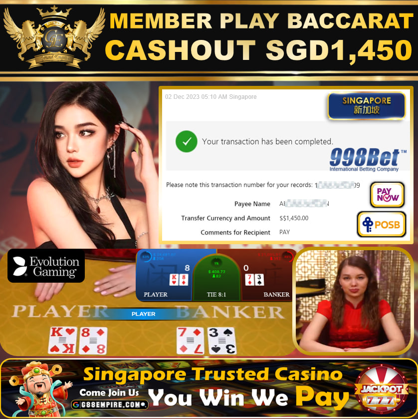 998BET - BACCARAT - CASHOUT 1450 !!