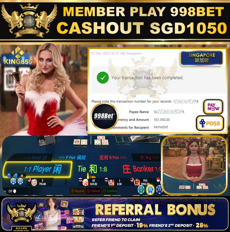 998BET - BACCARAT - CASHOUT 1050 !!