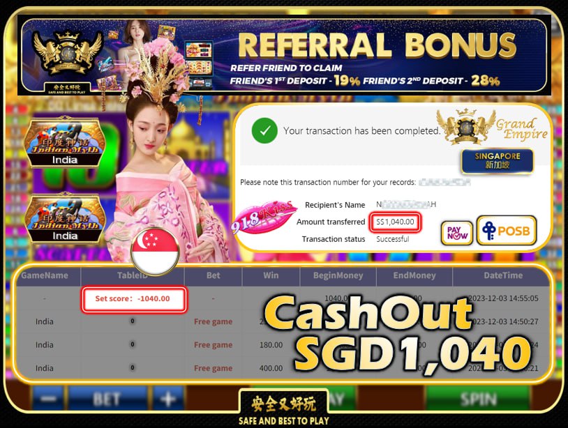 918KISS - INDIA CASHOUT SGD1040 !!!