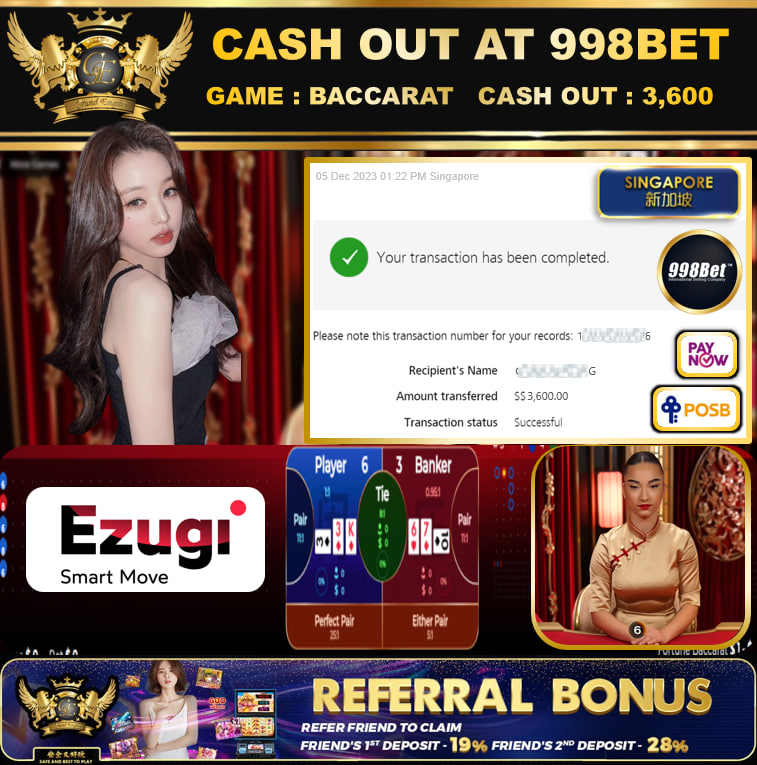 998BET - BACCARAT CASHOUT SGD3600 !!!