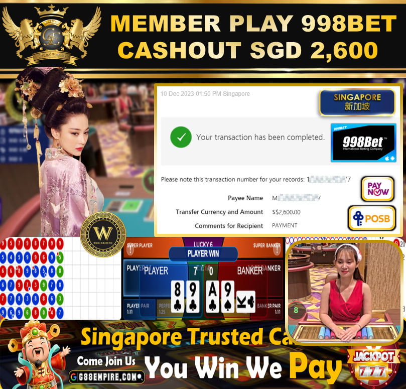 998BET - BACCARAT  CASHOUT SGD2600 !!!