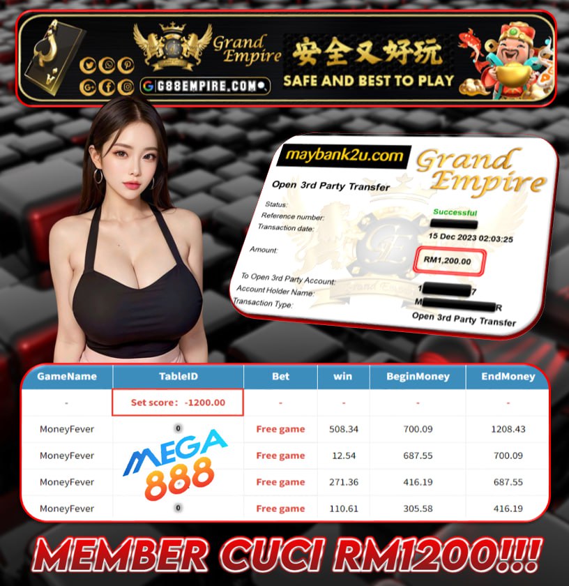 MEGA888 MONEY FEVER CUCI RM1200!!!