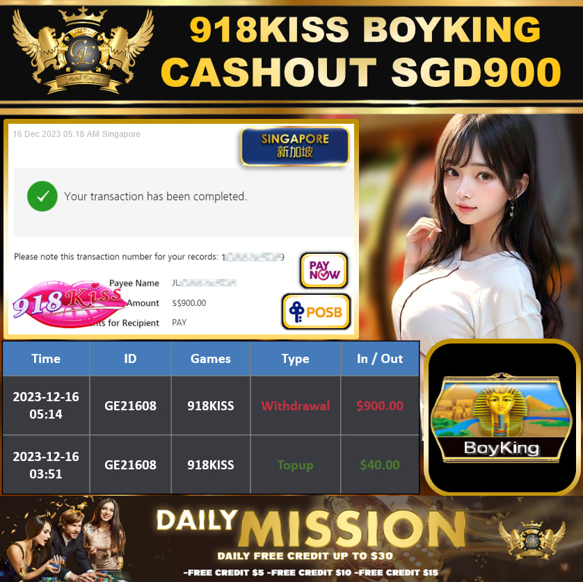 918KISS - BOYKING CASHOUT SGD900 !!!