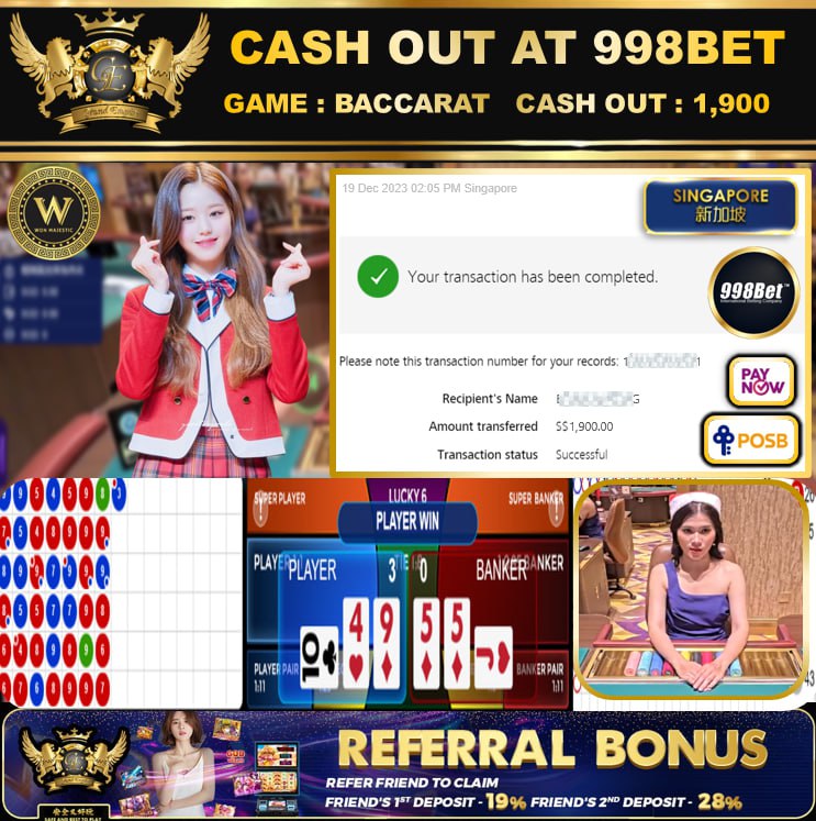 998BET  - BACCARAT - CASHOUT SGD1900 !!!