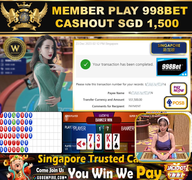 998BET - BACCARAT - CASHOUT SGD1500 !!!