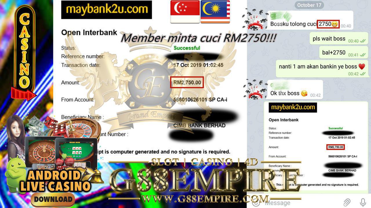 MEMBER MAIN MEGA888 CASH OUT RM2750!!! 