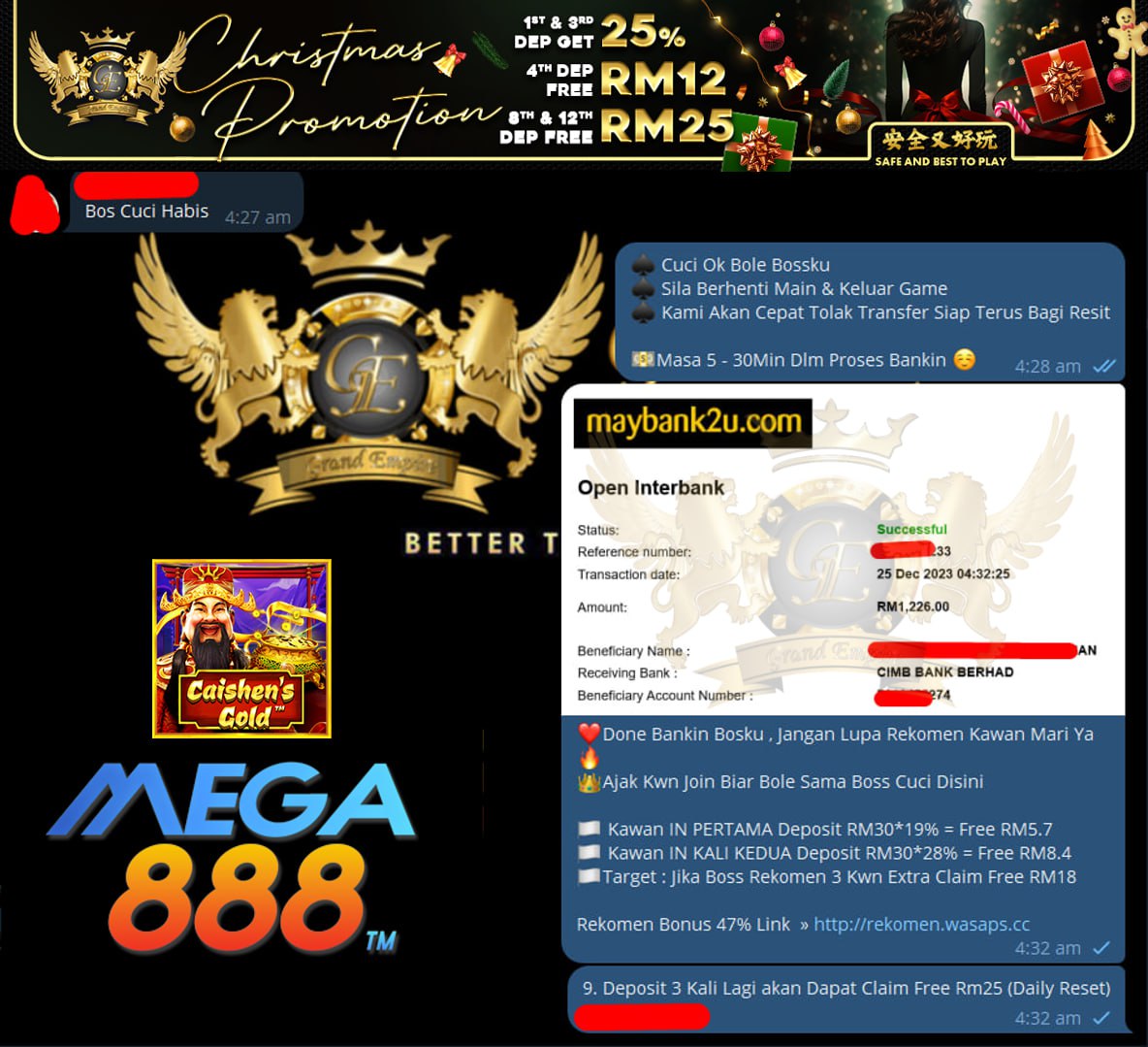 MEGA888 CAISEN GOLD'S CUCI RM1,226!!!