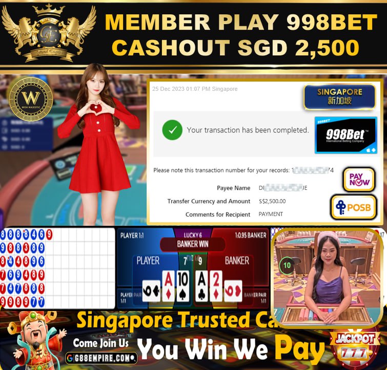 998BET - BACCARAT - CASHOUT SGD2,500 !!!