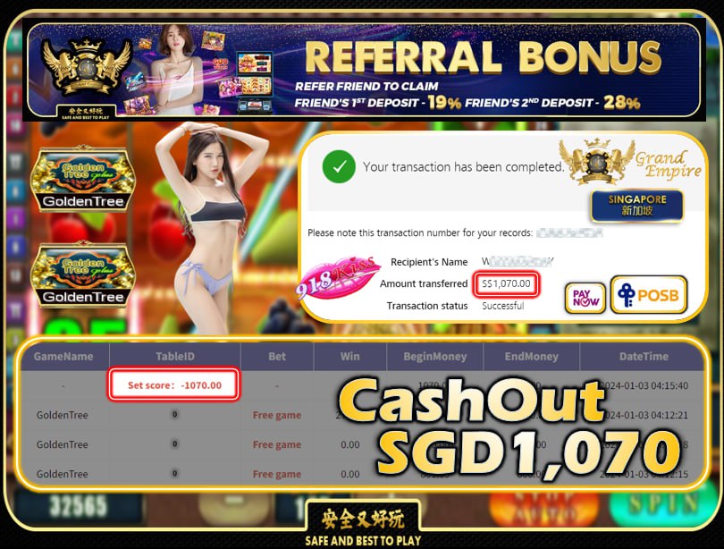 918KISS - GOLDEN TREE - CASHOUT SGD1,070 !!!