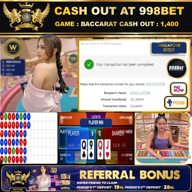 998BET - BACCARAT CASHOUT SGD1400 !!!